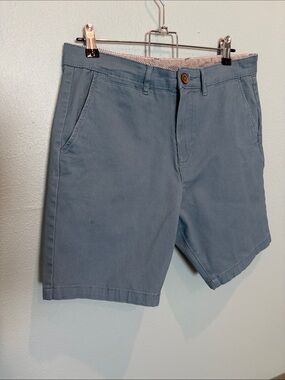 Men's Flat Front Cotton Chino Shorts in Slate Blue